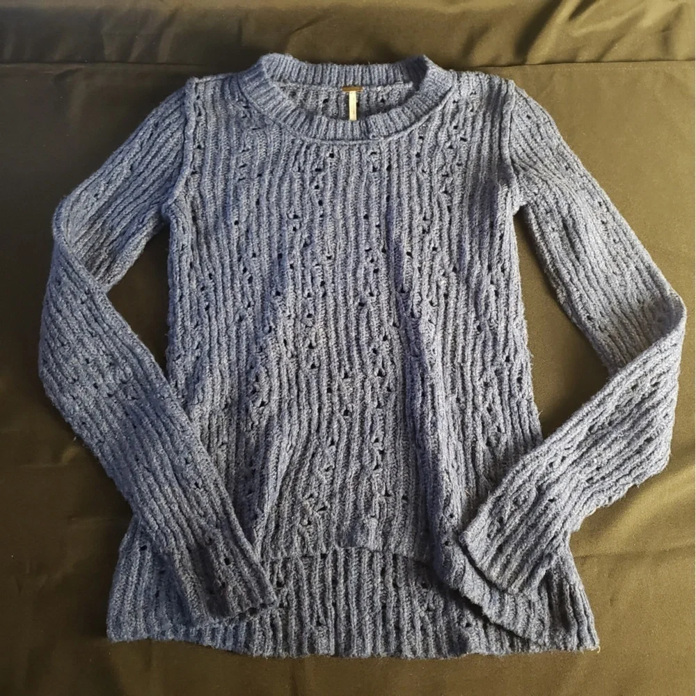 Free People Navy Blue Knit Crewneck‎ Sweater Women’s XS